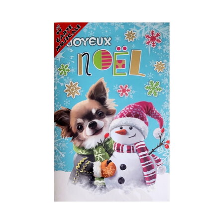 Carte de voeux musicale - fêtes de fin d'année - joyeux noël - chien