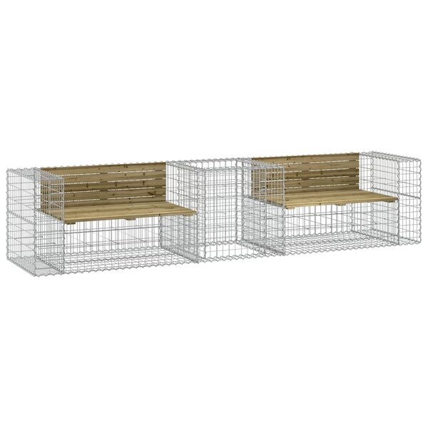 vidaXL Banc de jardin avec panier en gabion bois de pin imprégné