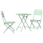 Set de Bistro Pliable 3 Pièces Vert Clair en Acier