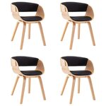 vidaXL Chaises à manger lot de 4 noir bois courbé et similicuir