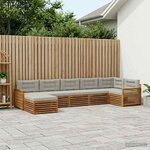 vidaXL Ensemble de canapés d'extérieur 7 Pièces Naturel et gris clair