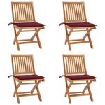 vidaXL Chaises pliables de jardin avec coussins lot de 4 Teck solide