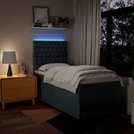 vidaXL Sommier à lattes de lit avec matelas Bleu 90x200 cm Tissu