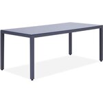 Ensemble repas de jardin 6 personnes Aluminium - Table avec plateau en verre 180 x 90 cm + 6 chaises et assise textilene -  Gris