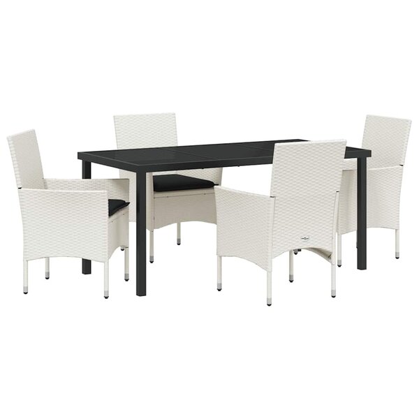 vidaXL Ensemble de salle à manger pour jardin 5 Pièces Blanc Poly rotin
