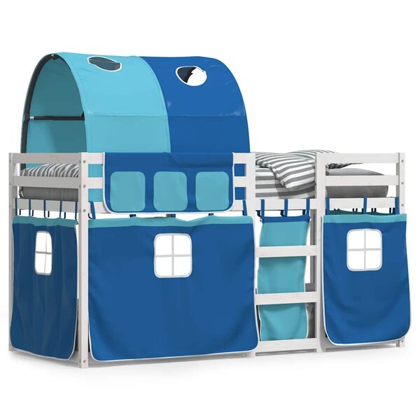 vidaXL Lit superposé sans matelas bleu 80x200 cm bois de pin massif