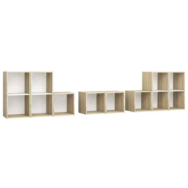vidaXL Ensemble de meubles TV 8 Pièces Blanc chêne sonoma Bois ingénierie