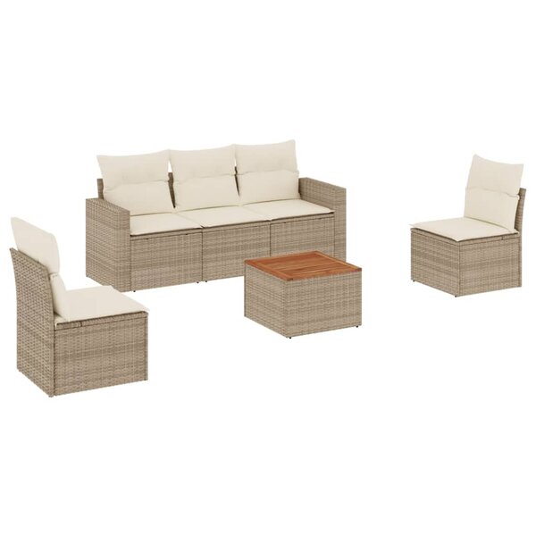 vidaXL Salon de jardin avec coussins 6 Pièces beige résine tressée