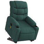 vidaXL Fauteuil inclinable de massage Vert foncé Tissu