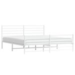 vidaXL Cadre de lit métal sans matelas et pied de lit blanc 180x200 cm