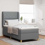 Lit à ressort vidaXL avec matelas gris clair 100x200 cm en tissu