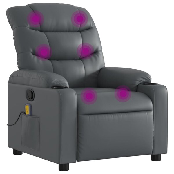 vidaXL Fauteuil de massage inclinable gris similicuir