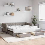 vidaXL Lit de jour avec gigogne et tiroirs taupe 100x200 cm tissu
