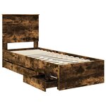 vidaXL Cadre de lit avec tiroir Chêne fumé 75 x 190 cm Bois Ingénierie