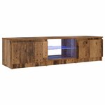 vidaXL Meuble TV avec lumières LED vieux bois bois d'ingénierie