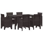 vidaXL Ensemble de salle à manger pour jardin 7 Pièces Marron Rattan Polt