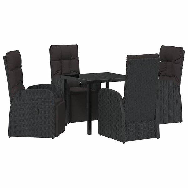 vidaXL Ensemble de salle à manger pour jardin 5 Pièces Noir polyrotin