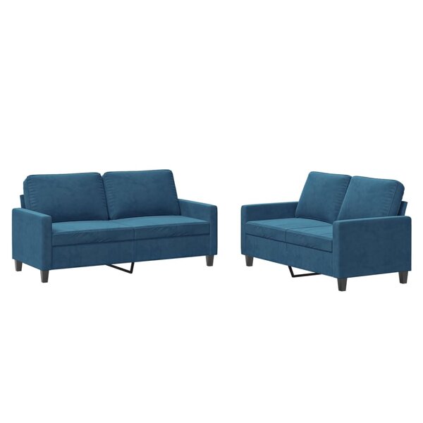 vidaXL Ensemble de canapés 2 Pièces avec coussins Bleu Velours