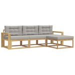 vidaXL Ensemble de canapés d'extérieur 4 pc Blanc et gris clair