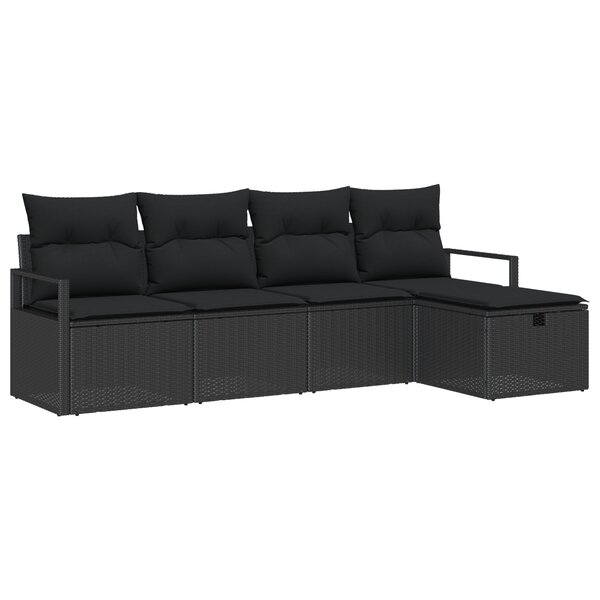 vidaXL Ensemble de Canapé de Jardin 5 pièces avec Coussins Noir en Poly Rattan