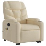 vidaXL Fauteuil inclinable de massage Crème Tissu