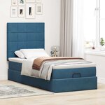 vidaXL Cadre de lit ottoman avec matelas bleu foncé 90x190 cm velours