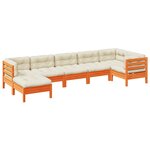vidaXL Salon de jardin 7 Pièces avec coussins cire marron bois pin massif