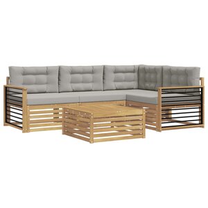 vidaXL Ensemble de canapés d'extérieur 6 Pièces Blanc et gris clair