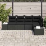 vidaXL Ensemble de canapé de jardin avec coussin 5 Pièces Noir polyrotin