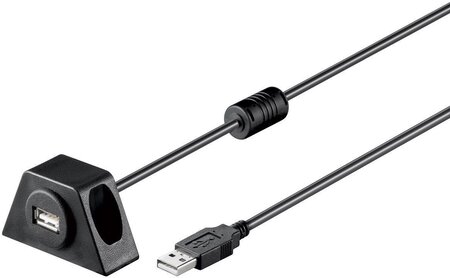 Rallonge USB 2.0 Goobay - 2m M/F avec support (Noir)
