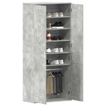 vidaXL Cabinet à chaussures avec étagère Gris béton 80 x 39 x 178 cm