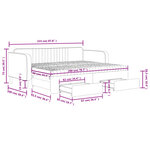 vidaXL Lit de jour avec gigogne et tiroirs rose 90x200 cm velours