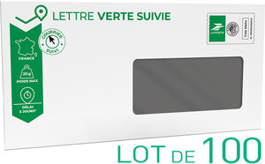 Prêt-à-Poster - Lettre verte suivie - 20g  - Enveloppes à fenêtre en lot de 100