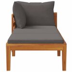 vidaXL Chaise longue avec 1 accoudoir Gris foncé Bois d'acacia solide