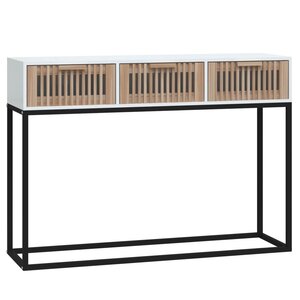 vidaXL Table console blanc 105x30x75 cm bois d'ingénierie et fer