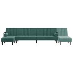 vidaXL Canapé-lit en forme de L vert foncé 260x140x70 cm velours