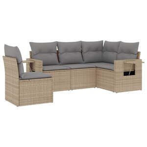 vidaXL Salon de jardin avec coussins 5 Pièces beige résine tressée