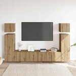 vidaXL Ensemble de meuble TV mural 8 Pièces chêne artisanal