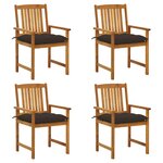 vidaXL Chaises de jardin avec coussins lot de 4 Bois d'acacia massif