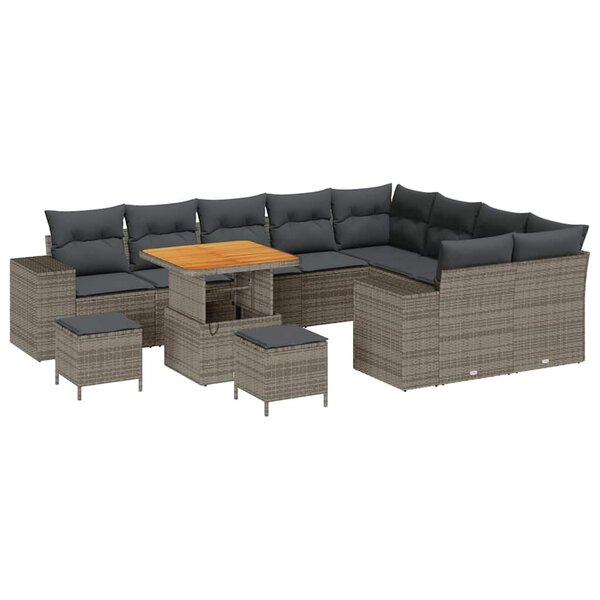 vidaXL Ensemble de canapé de jardin 12 Pièces Gris polyrotin