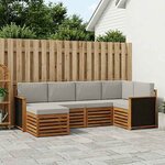 vidaXL Ensemble de canapé d'angle 5 Pièces Naturel et gris clair