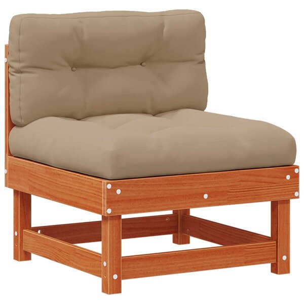 vidaXL Sofa de jardin milieu Pin massif Brun Ciré