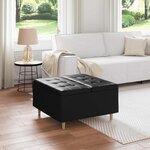 vidaXL Pouf de rangement avec coussin Noir 80 x 80 x 45 cm Simili cuir