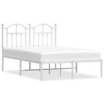 vidaXL Cadre de lit métal avec tête de lit blanc 120x190 cm