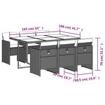vidaXL Ensemble à manger de jardin coussins 7Pièces Noir Résine tressée