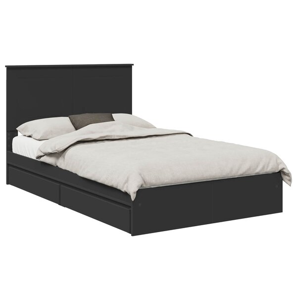 vidaXL Lit de Rangement Noir 135 x 190 cm Bois d'ingénierie