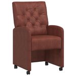 vidaXL Chaises de Salle à Manger avec Roues 2 Pièces Marron brillant