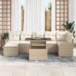 vidaXL Ensemble de canapé de jardin 8 Pièces Beige Poly rotin