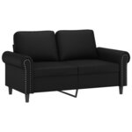 vidaXL Canapé 2 places avec oreillers décoratifs noir 120cm similicuir