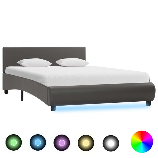 vidaXL Cadre de lit avec LED sans matelas gris similicuir 140x200 cm
